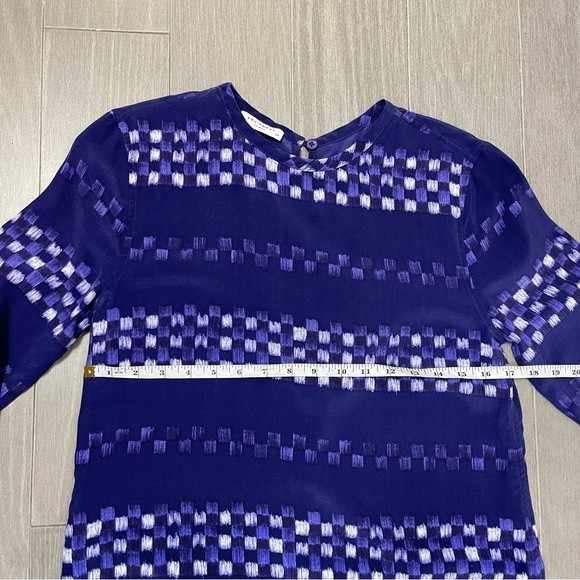 EQUIPMENT Femme Aubrey Pattern Ultra Marine 100% Silk Shift Dress Boho Size S - Picture 12 of 12